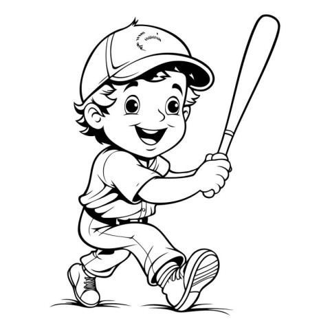 Cute Little Boy Baseball Player Cartoon Mascot Vector Illustrati