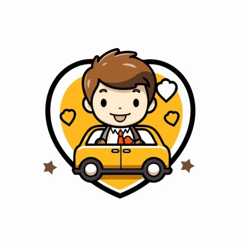 Businessman Car Icon - Business Cartoon Vector Illustration. EPS