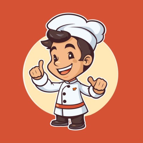 Chef Boy Cartoon Mascot Character Vector Illustration. Cheerful