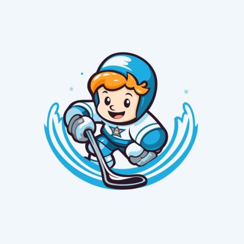 Hockey player vector mascot design. Ice hockey sport logo concep