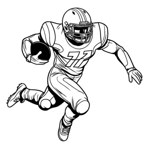 American football player running with ball. Vector illustration