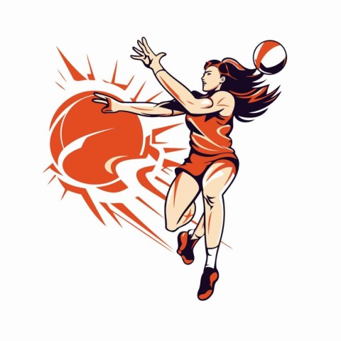 Volleyball player with ball. Volleyball sport graphic vector.