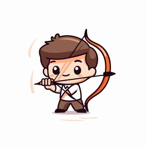 Cupid holding bow and arrow cartoon vector. Cupid is aiming.