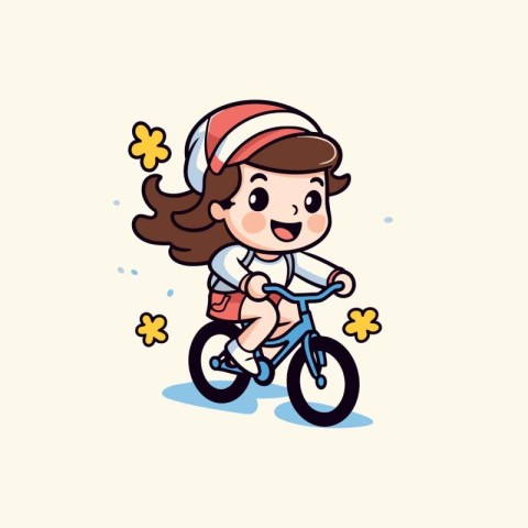 cute little girl riding a bike. vector illustration. eps10