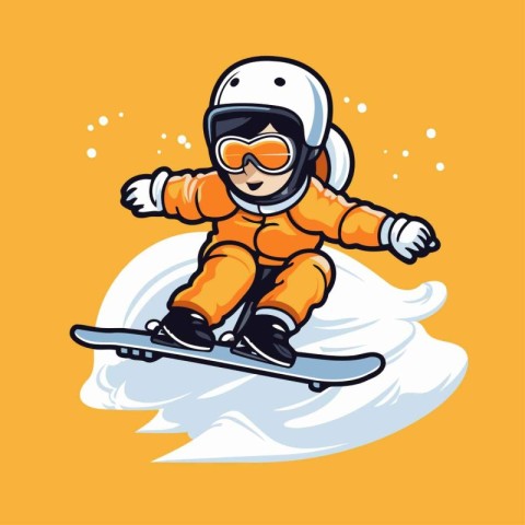 Snowboarder. Vector illustration of a snowboarder in an orange s