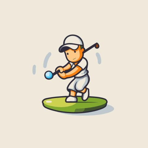 Illustration of a boy playing golf. Vector illustration of a boy