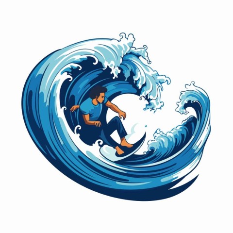 Surfer on the wave. Vector illustration of a man surfing on a wa