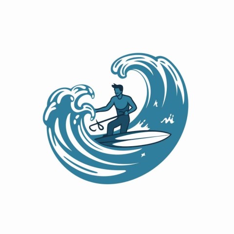 Surfer on a wave. Vector illustration on a white background.