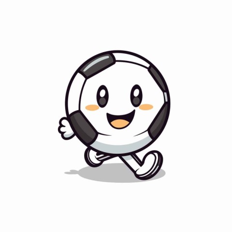 Soccer ball character cartoon on white background. Mascot design