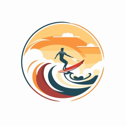 Surfer vector logo design template. Surfer icon vector illustrat