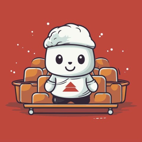 Cute chef sitting on the sofa. Vector cartoon character illustra