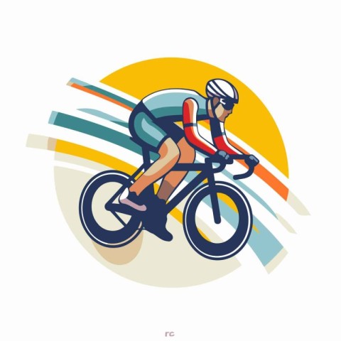 Cyclist riding on road bicycle. Extreme sport vector illustratio