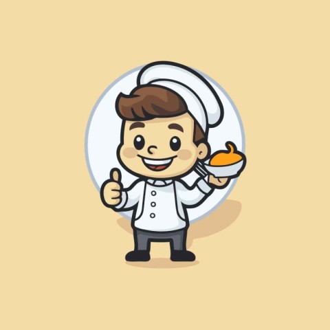 Cute Chef Cartoon Mascot Character Vector Icon Illustration Desi