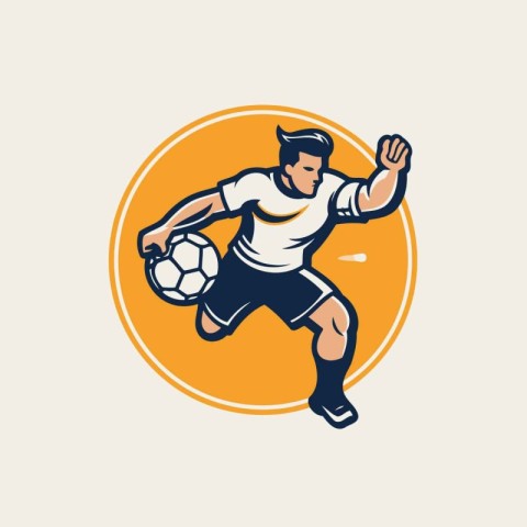 Soccer player with ball. Vector illustration of a soccer player