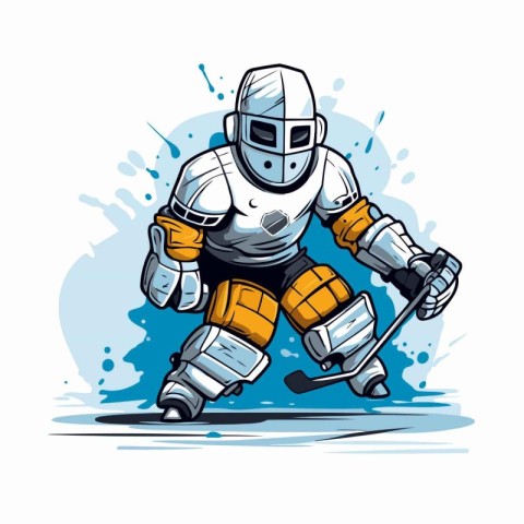 Ice hockey player. Vector illustration of ice hockey player in a