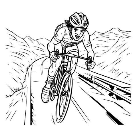 Cyclist Riding the Bike on the Road. Extreme Sport. Vector illus