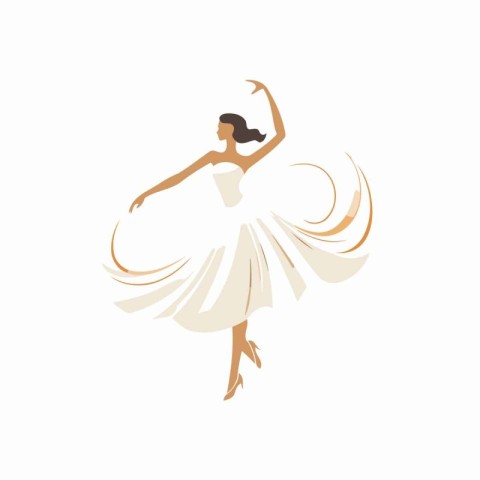 Beautiful ballerina in a white dress. Vector illustration.