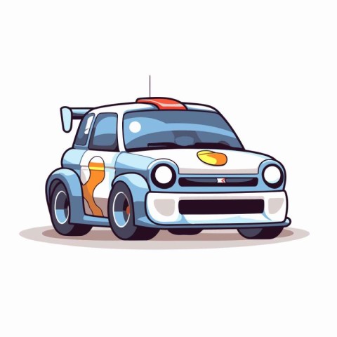 Police car. Vector illustration in cartoon style. Isolated on wh