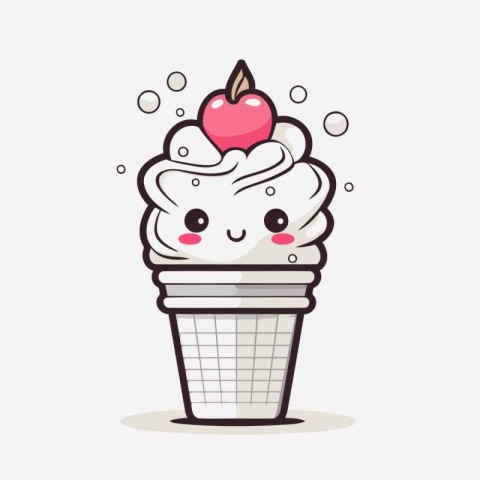 Cute ice cream character vector design. Cute ice cream icon.