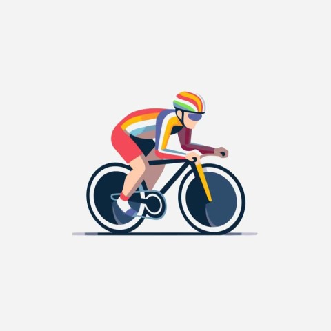 Cyclist vector illustration. Flat style design. Cyclist riding a