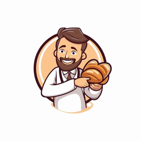 Baker with a croissant. Vector illustration on white background.