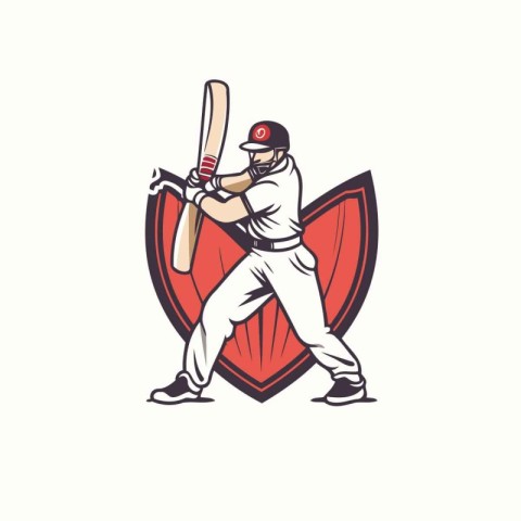 Vector illustration of a baseball player batting with bat and ba