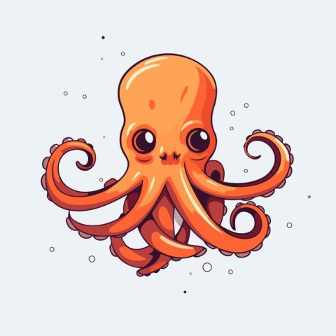 Cartoon octopus. Vector illustration of a cute octopus.