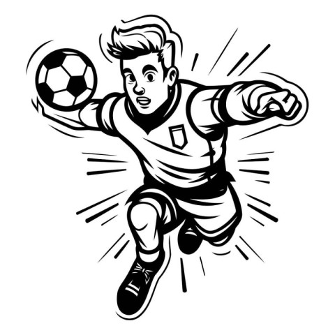 Soccer Player with Ball. Vector illustration ready for vinyl cut