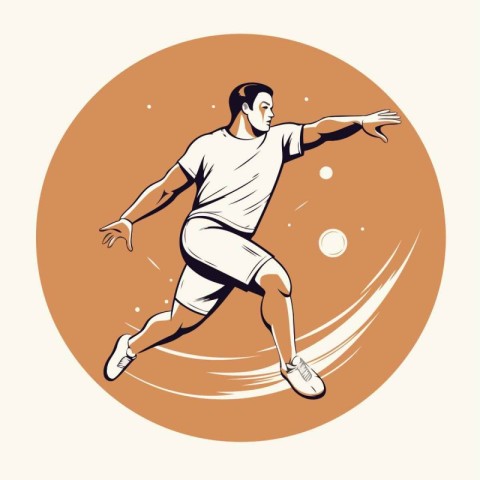 Hand drawn vector illustration of a man playing soccer. Vintage