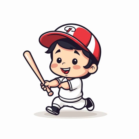 Baseball Player Cartoon Mascot Character Design Vector Illustrat