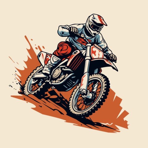 Motocross rider on a motorcycle. Vector illustration of a motorc