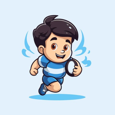 Cute little boy running. Vector cartoon character illustration.