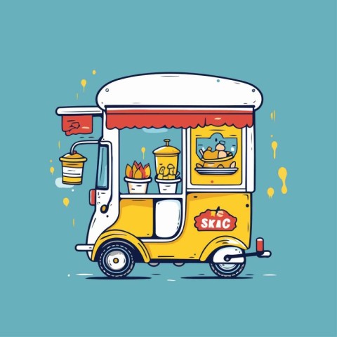 Vector illustration of a street food cart with ice cream in cart