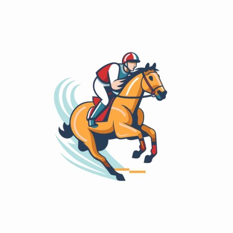 Horse jockey vector logo. equestrian sport illustration.