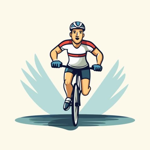 Cyclist riding a bike. Vector illustration in cartoon style.