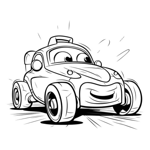 illustration of a funny cartoon car on a white background. vecto