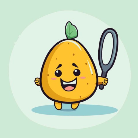 kawaii papaya fruit cartoon character vector illustration isolat