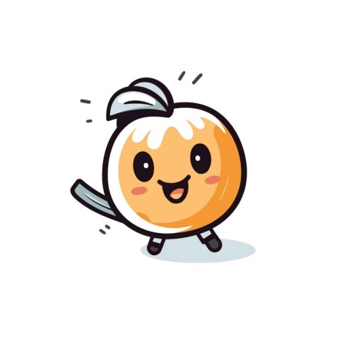 Cute peach fruit character vector illustration. Cute peach fruit