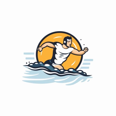 Swimming man vector logo design template. Swimming man icon.