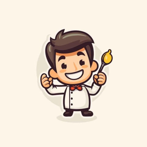 Cute Chef Boy Cartoon Mascot Character Design Vector Illustratio