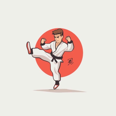 Taekwondo. Martial arts. Vector illustration in cartoon style.