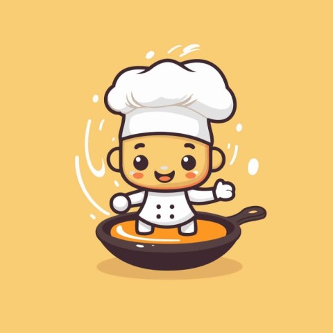 Cute chef boy cartoon vector illustration. Cute chef boy charact