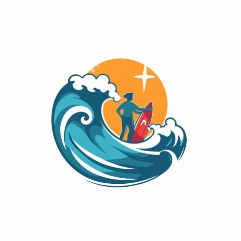 Surfer logo design template. Surfer icon. Vector illustration.