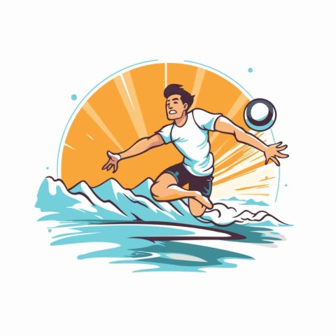 Man playing beach volleyball. Vector illustration of a young man