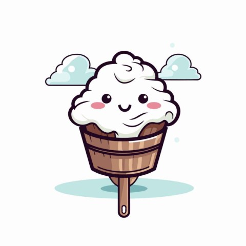 Cute ice cream vector illustration. Cute cartoon ice cream chara