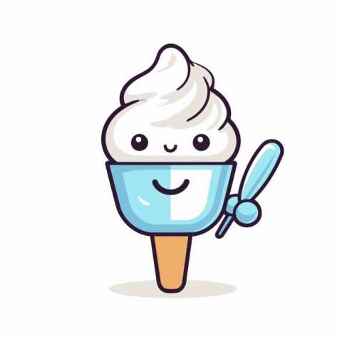 Ice cream character. Cute cartoon ice cream. Vector illustration