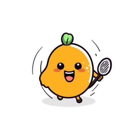 Mascot Illustration of a Lemon Fruit Character with Magnifying G