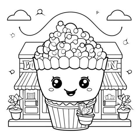 Cute cupcake cartoon design. Kawaii expression cute character fu