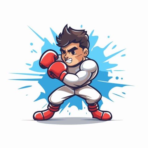 Cartoon vector illustration of a boxer in boxing gloves. Ideal f