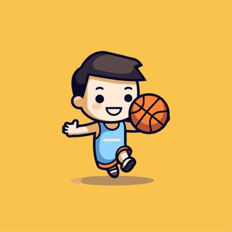 Basketball player cartoon character vector design.Cute cartoon b